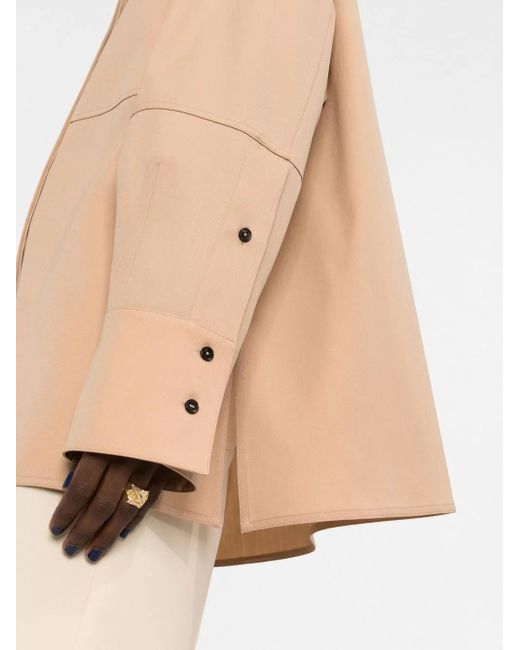 Jil Sander Natural Collarless Button-Front Shirt