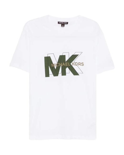 Michael Kors White Logo-Embossed T-Shirt for men