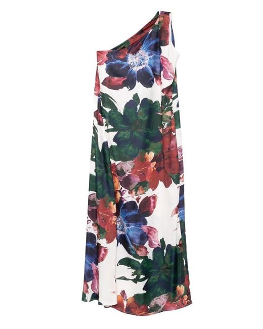 BLAKLACE White One-Shoulder Floral Dress
