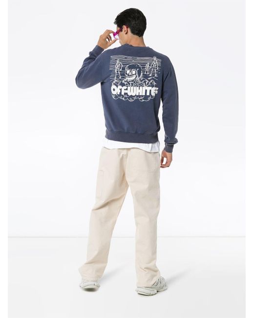 Off White c o Virgil Abloh Skull Print Sweatshirt in Blue for Men
