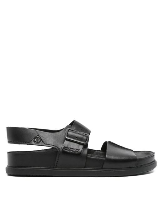 Clarks Black Torford Buckle-Strap Leather Sandals for men