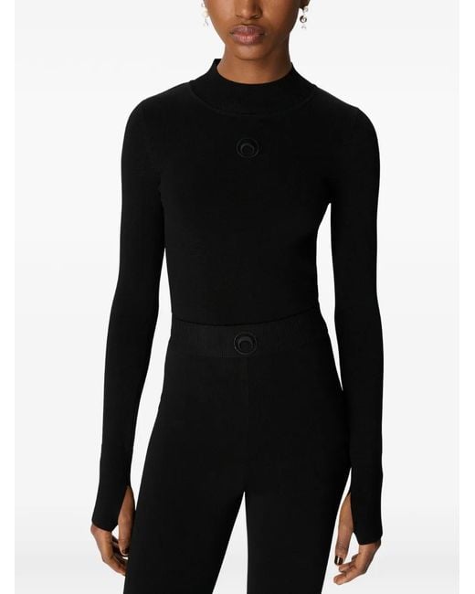 Top con cuello alto MARINE SERRE de color Black