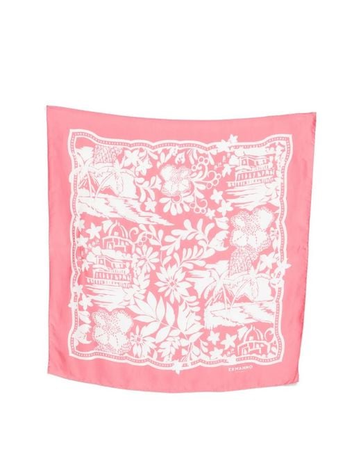 ERMANNO FIRENZE Pink Floral-Print Scarf