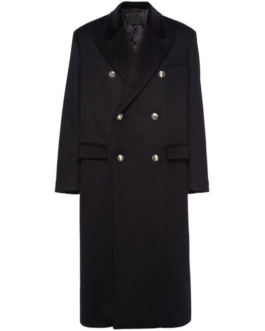 Prada Black Double-breasted Cashmere Coat for men