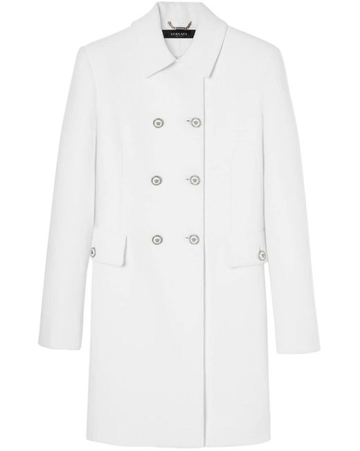 Abrigo con doble botonadura Versace de color White