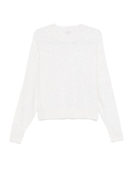Antonelli White Sequin-Embellished Sweater
