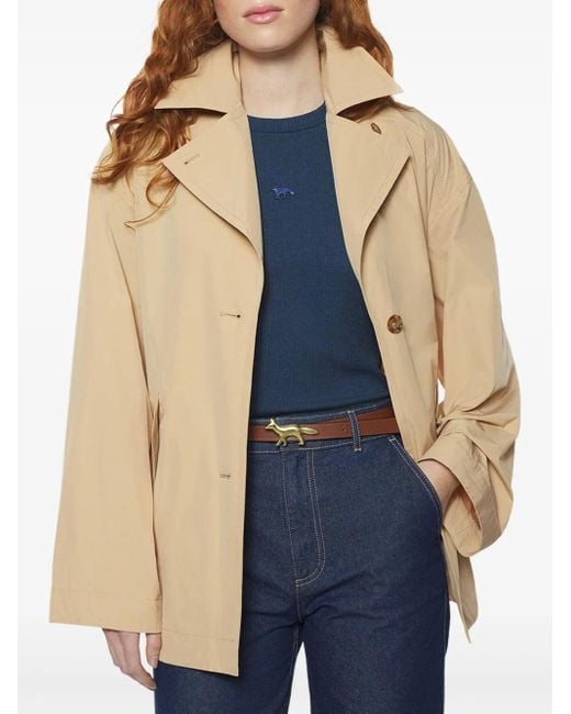 Maison Kitsuné Natural Kurzer Trenchcoat Mit Gürtel
