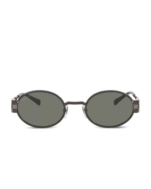 Gucci Gray Gg-Pattern Oval-Frame Sunglasses for men