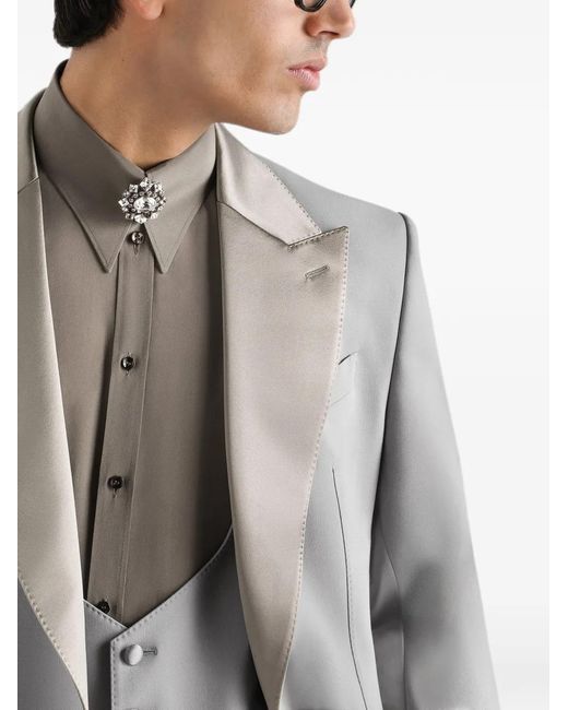 Dolce & Gabbana Gray Sicilia Light Single-Breasted Micro-Rib Tuxedo Jacket for men