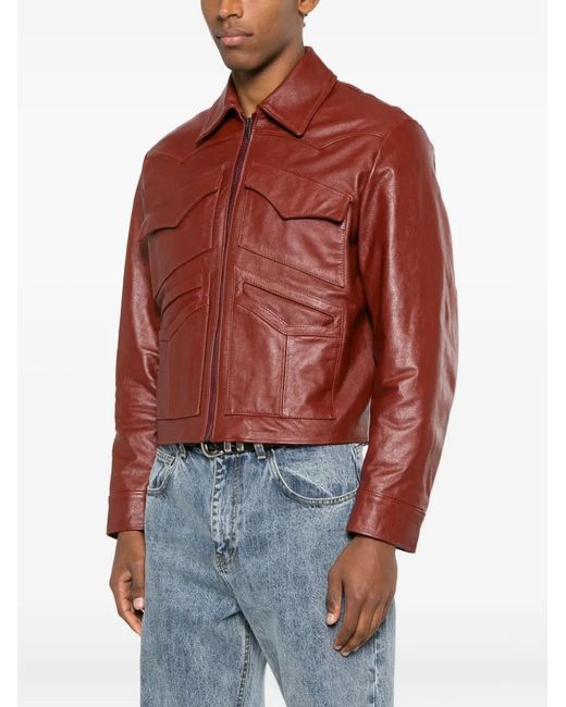 Second/Layer Red Leota Leather Jacket for men
