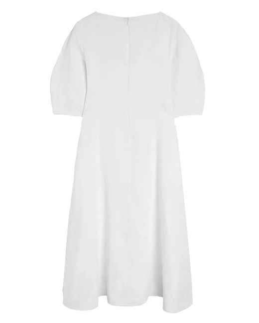 Jil Sander White Puff-Sleeves Dress