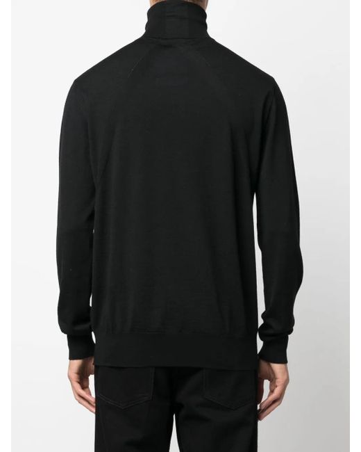 Jil Sander Black Fine-Knit Roll-Neck Jumper for men