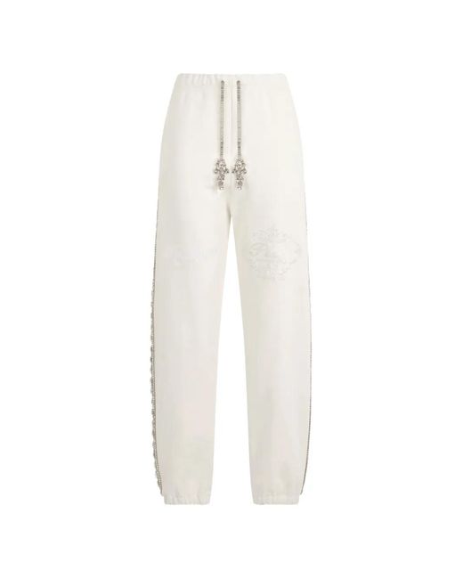Philipp Plein White Crystal-Embellished Track Pants