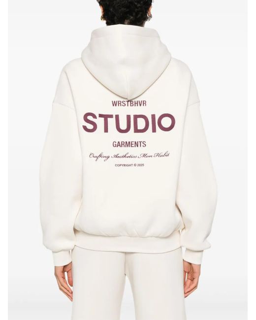 WRSTBHVR White Pouch Hoodie