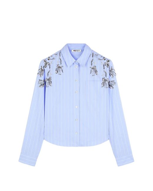 Ports 1961 Blue Striped Embellished Shirt