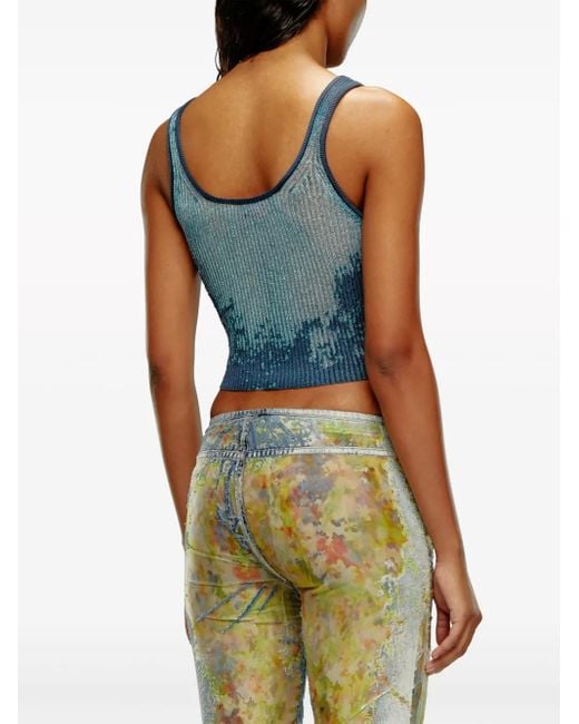 DIESEL Blue Deidrina Lurex Tank Top