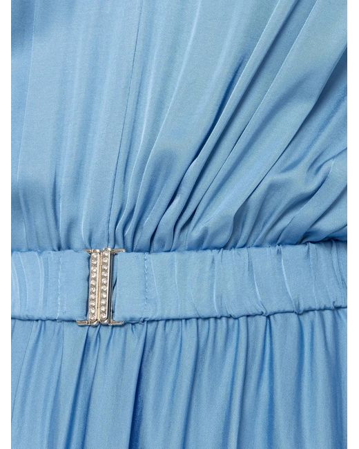 Nissa Blue Robe Mi-Longue Ceinturée À Col V