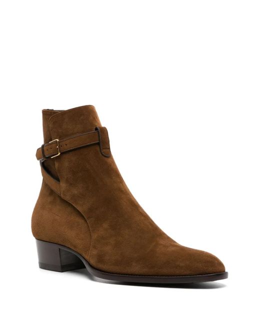Saint Laurent Brown Wyatt 4Mm Suede Ankle Boots for men