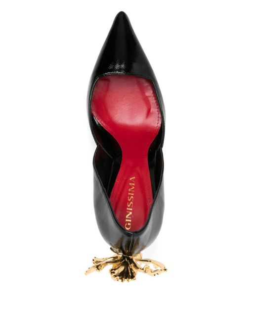 Ginissima Black X Moogu 100Mm Floral-Appliqué Heeled Pumps