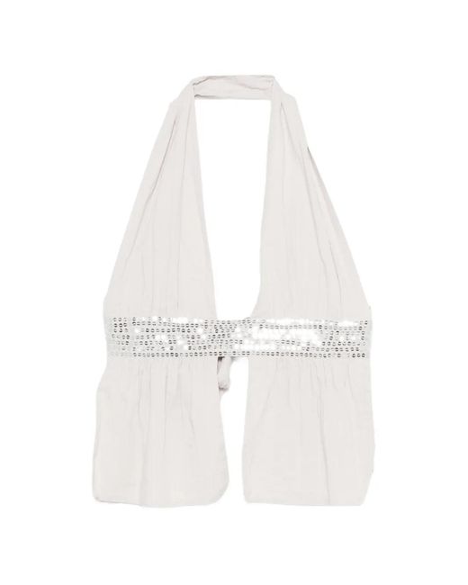 GIMAGUAS White Infinito Sequin Halterneck Top