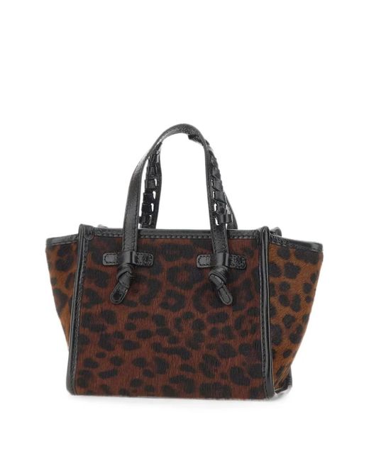 MARCELLA CLUB Brown Miss Marcella Animal-Print Leather Shoulder Bag