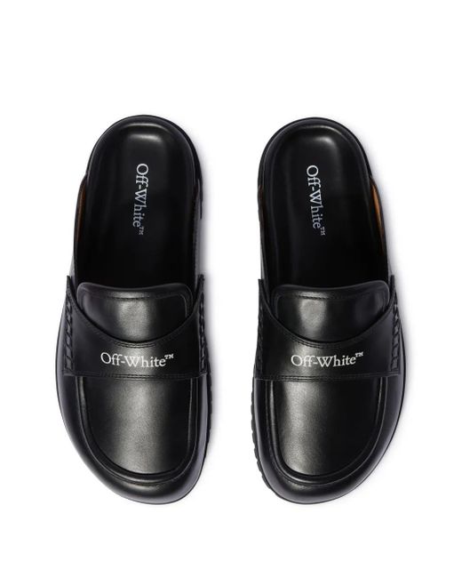 Off-White c/o Virgil Abloh Black Chicago Leather Slippers