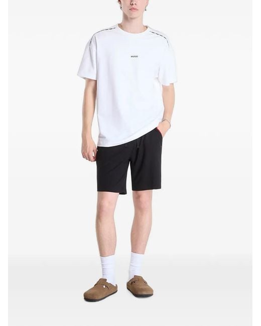 HUGO White Noah Logo-Print Tape-Detail T-Shirt for men