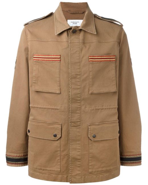 Fashion Clinic Cotton Embroidered Trim Field Jacket in Brown for Men - Lyst