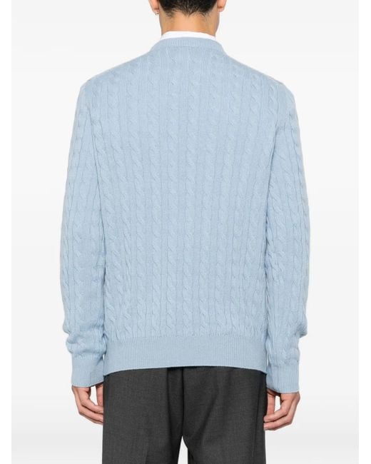 Malo Blue Cable-Knit Sweater for men