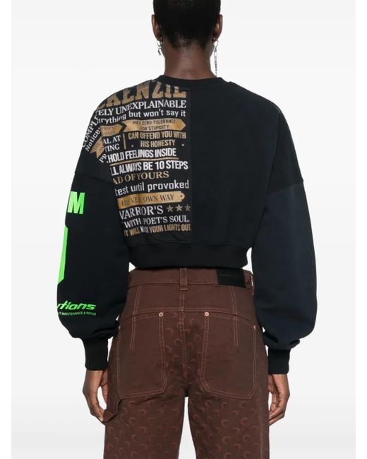 MARINE SERRE Black Cropped Sweatshirt