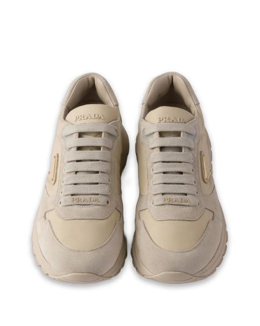 Prada Brown Prax 2.0 Re-Nylon Suede Sneakers