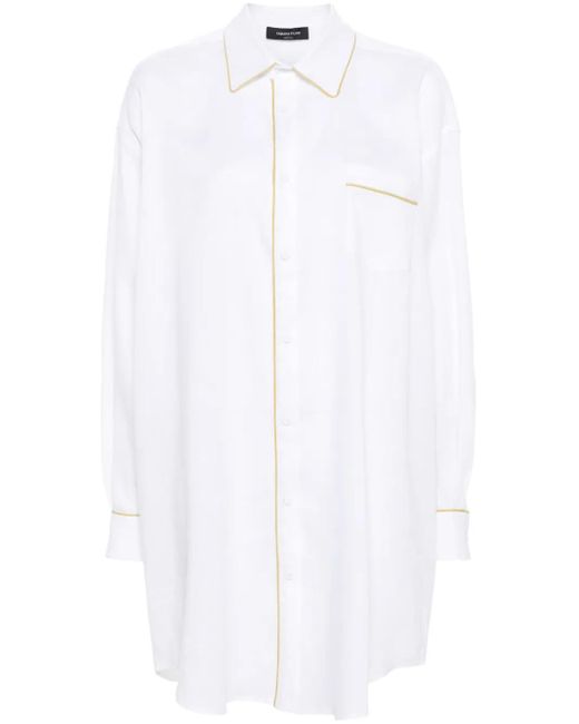 Fabiana Filippi White Contrast-Trim Linen Shirt
