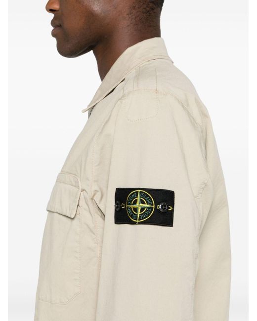 メンズ Stone Island Compass-badge Overshirt Natural