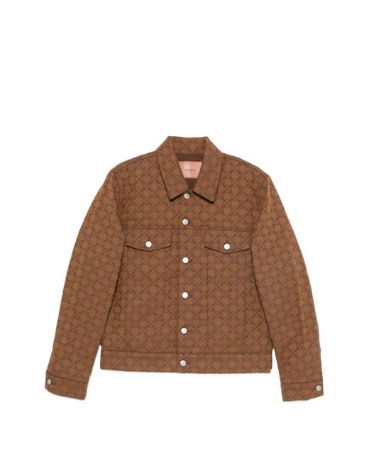 Sandro Brown Monogram-Pattern Denim Jacket for men