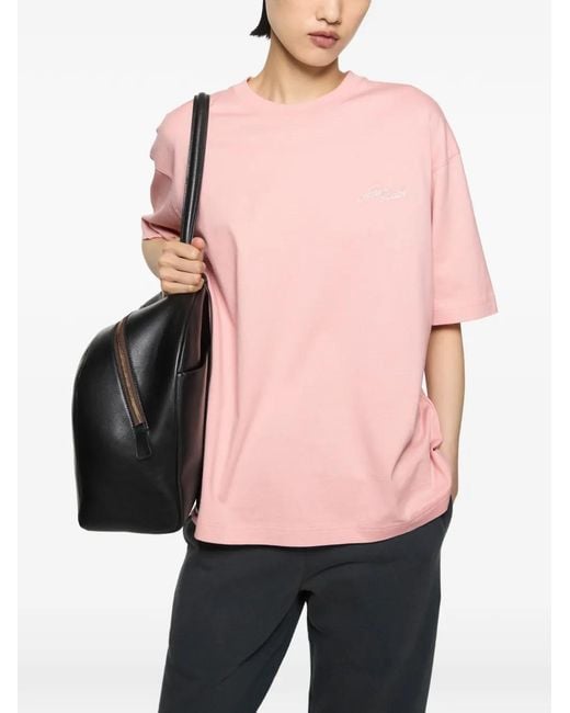 Acne Pink Jersey T-Shirt With Logo