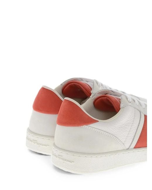 Ferragamo White Achille Hammered Leather Sneakers