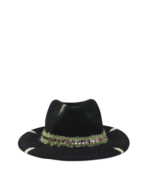 Sequin Trim Hat The Hat Gang en coloris Black