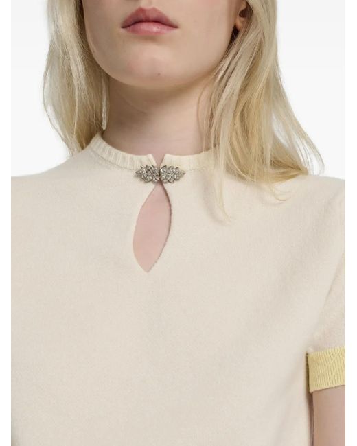 Barrie White Rhinestone-Embellished Keyhole Top