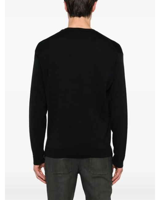 Courreges Black Button-Fastening Shoulder Fine-Knit Jumper for men