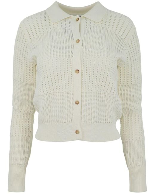 FRAME White Crochet-knit Cardigan