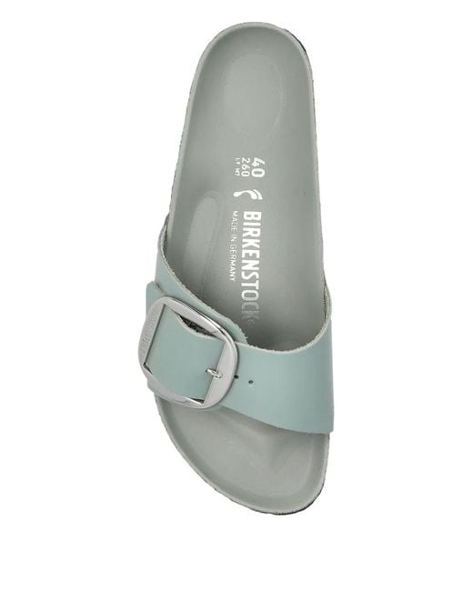 Birkenstock Green Madrid Big Buckle Hex Shine Pure Sage, Natural Lea