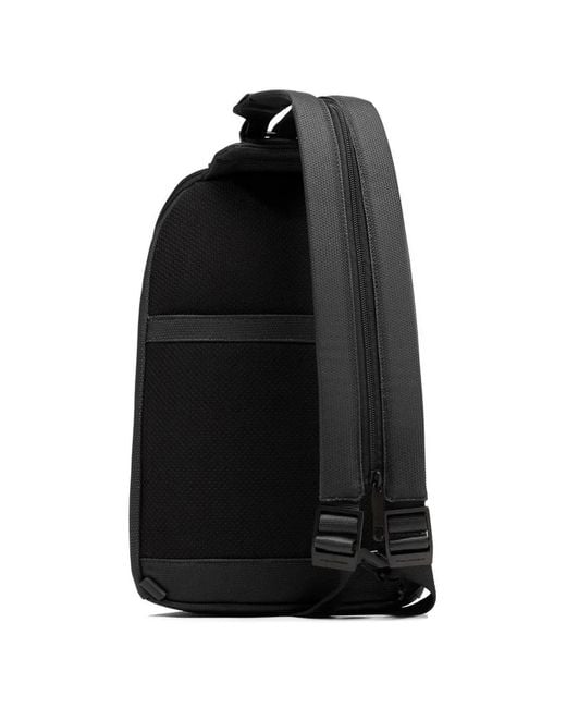 Piquadro Black Convertible Leather-Trim Sling Bag for men