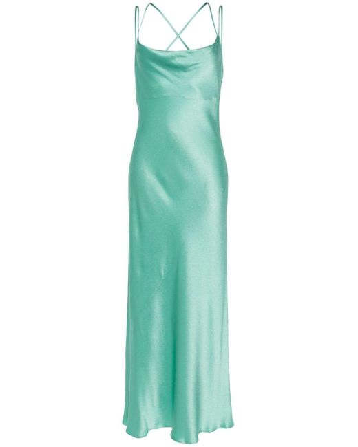 Antonelli Green Satin Midi Slip Dress