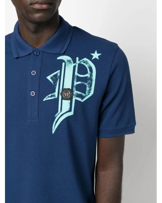 Philipp Plein Poloshirt Mit Logo-Print in Blue für Herren