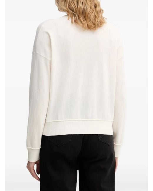 Benetton White V-Neck Drop-Shoulder Sweater