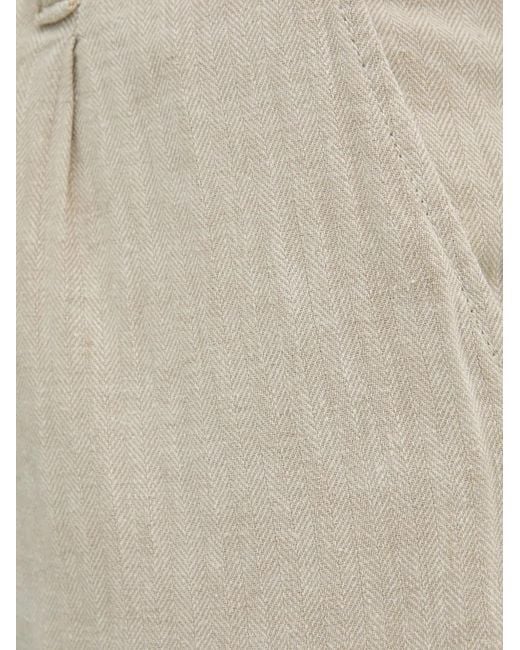 Lindbergh Natural Drawstring Herringbone Trousers for men