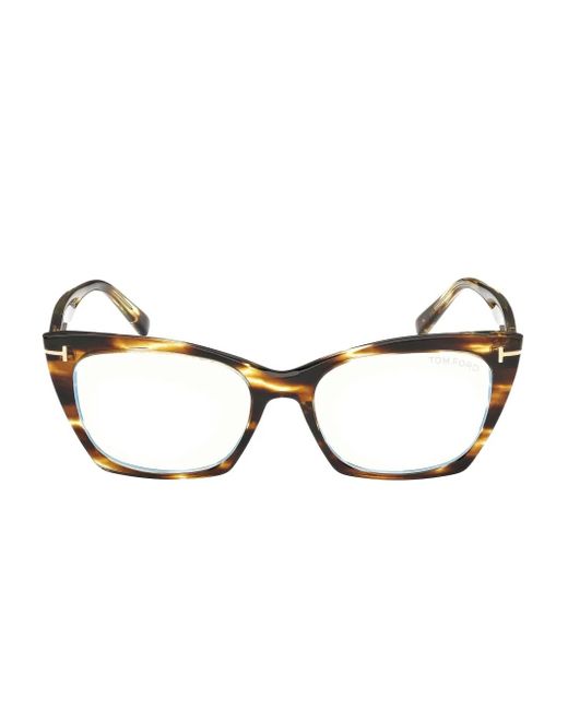 Tom Ford Brown Cat-Eye Tortoiseshell Glasses