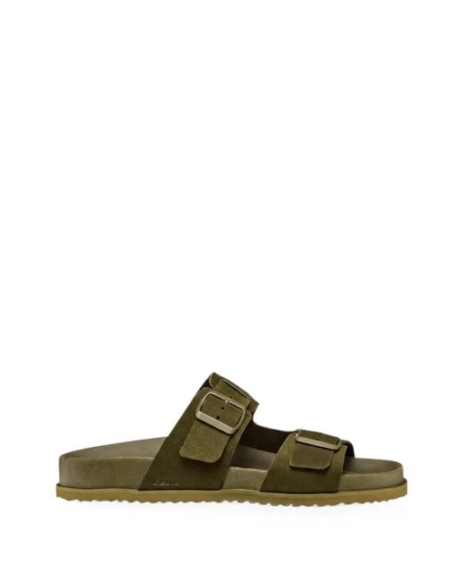 Geox Green Parnaiba Buckled Leather Sandals for men