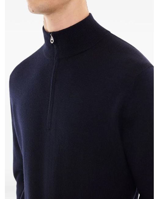 Fursac Blue Quarter-Zip Wool Sweater for men