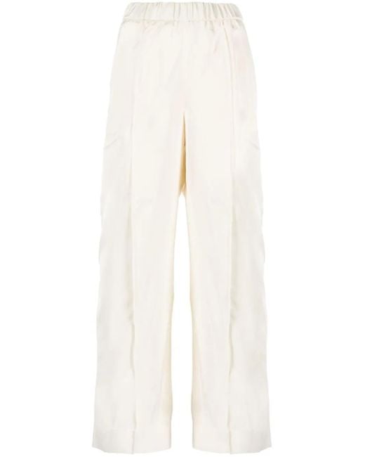 Jil Sander White Elasticated-Waist Wide-Leg Trousers